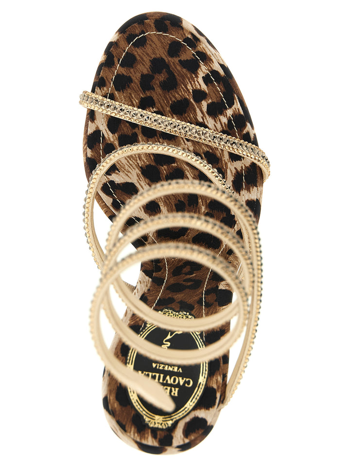 René Caovilla Cleo Leopard Sandali - Multicolor | 793da9c95335689b94113b10dba7c8f6666f5215