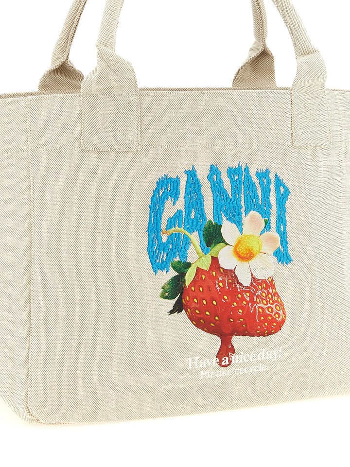 Ganni Strawberry Tote - Beige | d3aff75894324efdbfc15d8ad020f58af3afbb23