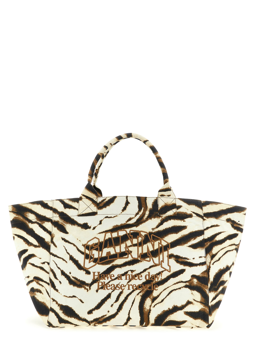 Ganni Xxl Zebra Tote - Beige | 1d9995986f650e5fa636b58d36caa7c0ff90af47
