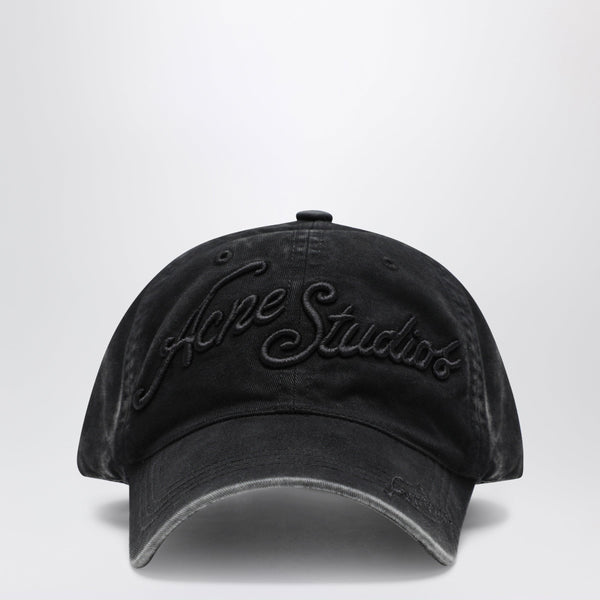 Black Baseball Cap With Embroidered Logo