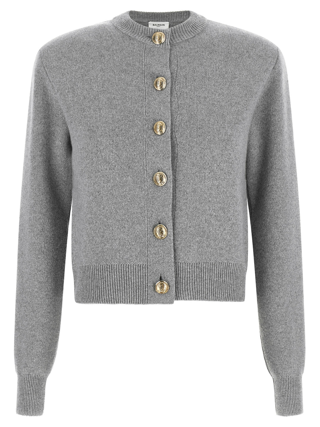Balmain Sculpture Button Crew Neck Cardigan Maglioni - Grigio | 0bc75e1bc5dae88ab6db0d2f5463d3d0dde2b30e