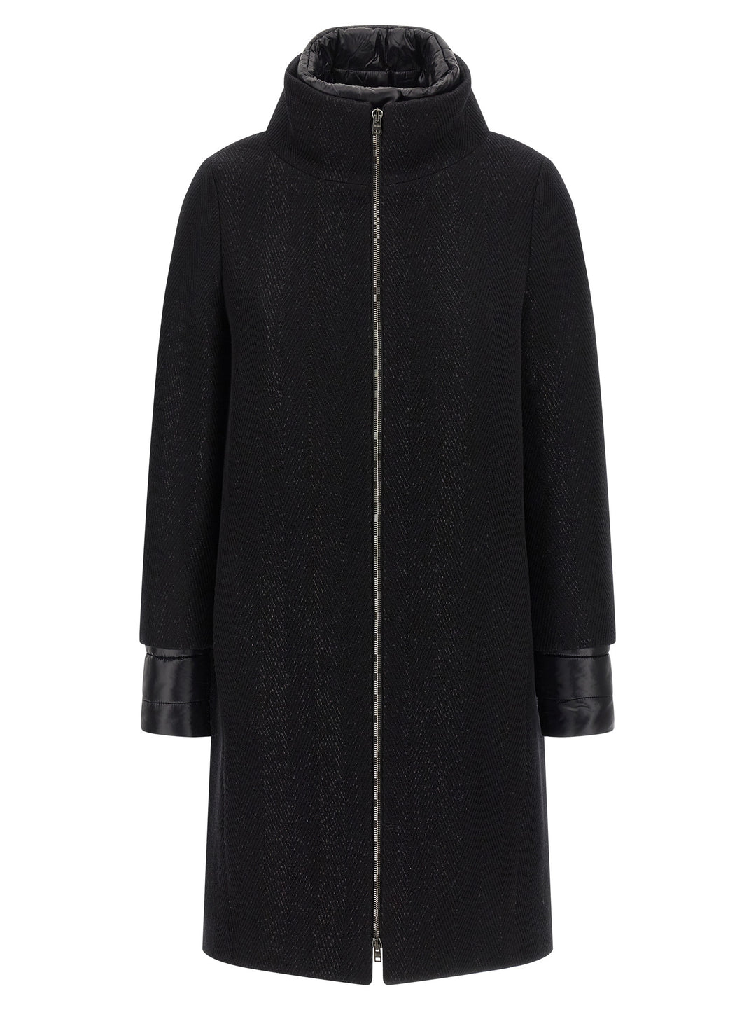 Herno Lamé Thread And Wool Coat Trench e Impermeabili - Nero | 02a0fbef62a74ca4550bb7463a1707c72f14e1f1
