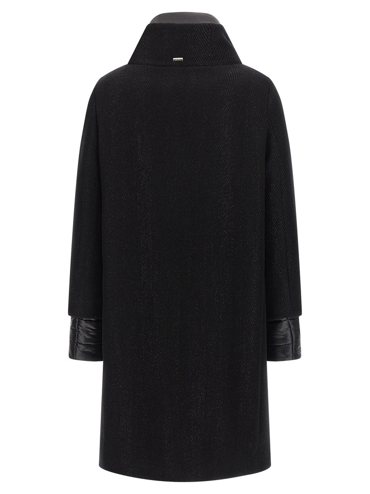 Herno Lamé Thread And Wool Coat Trench e Impermeabili - Nero | afcf6c4f6b7f72f744ba9763b380e415ee784ba0
