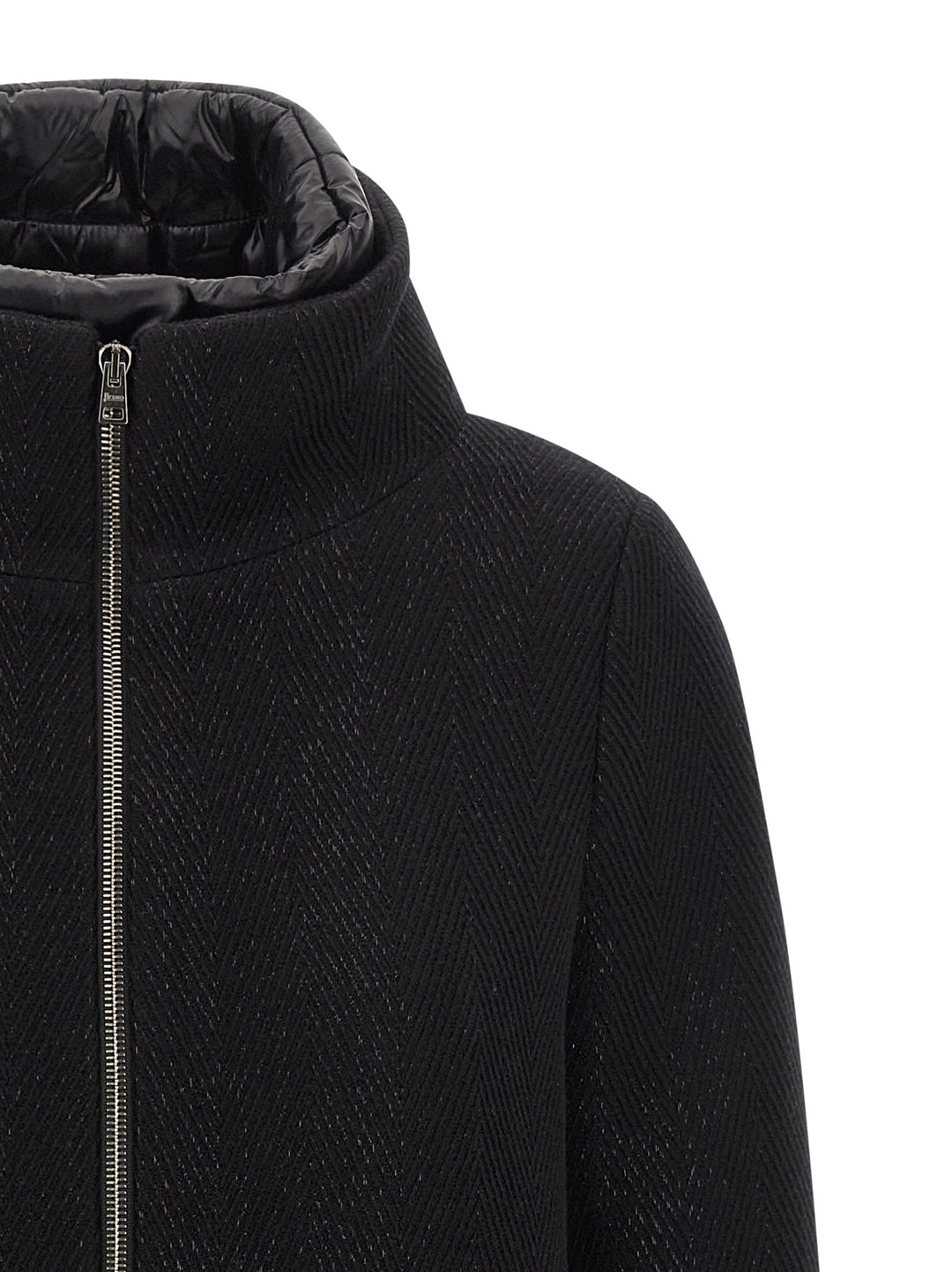 Herno Lamé Thread And Wool Coat Trench e Impermeabili - Nero | 44fc8cbdce6295c6bf26b1bc44f71bf4bbe1159a