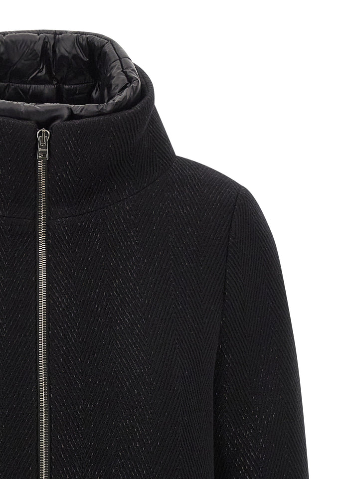 Herno Lamé Thread And Wool Coat Trench e Impermeabili - Nero | 44fc8cbdce6295c6bf26b1bc44f71bf4bbe1159a
