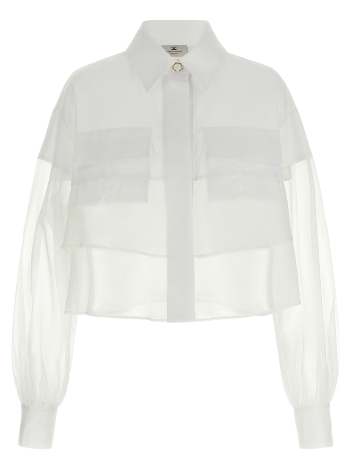 Elisabetta Franchi Organza Shirt Camicie - Bianco | a49373cc17bd72738dcf19761c6b72046488b85e