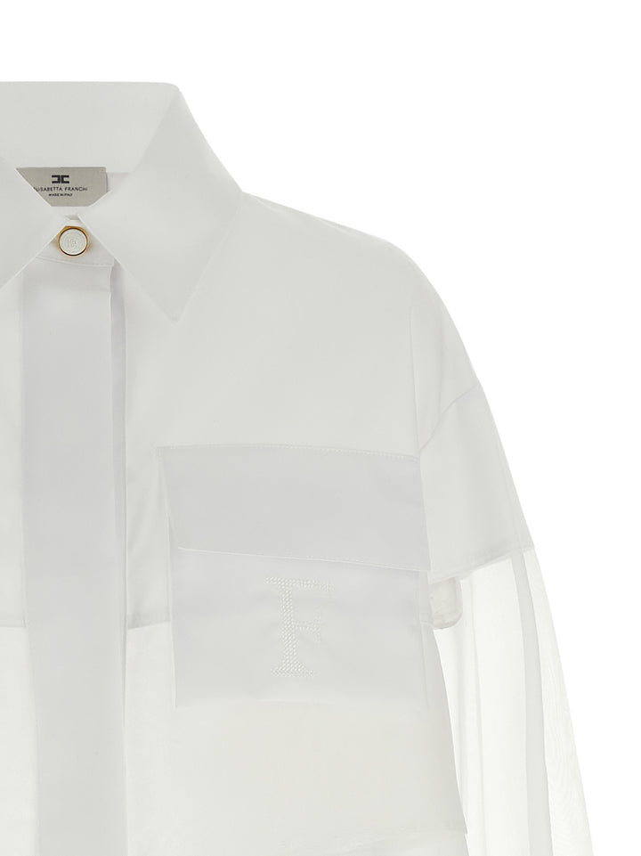 Elisabetta Franchi Organza Shirt Camicie - Bianco | 185590ad83c3bb183c0402d21e9956708a1187fb