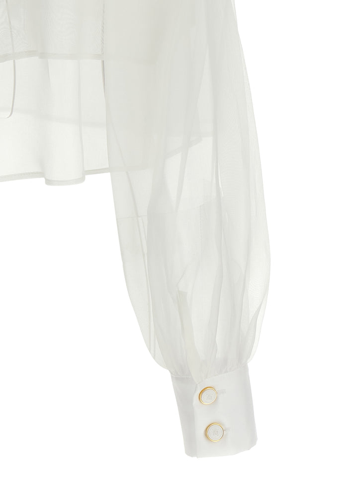 Elisabetta Franchi Organza Shirt Camicie - Bianco | 44b49f127740ec69654745152d058b215f5a1f65