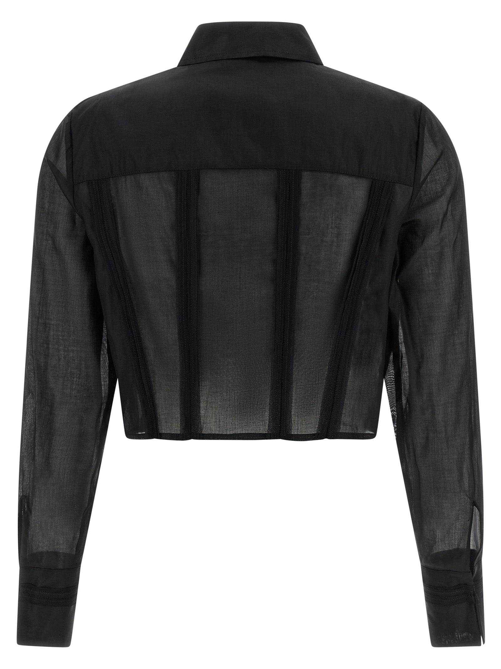 Elisabetta Franchi Logo Embroidery Maxi Crop Shirt Camicie - Nero | 6a70c3d665fc7c408ca8523f7658a4e8bdc8ee6c