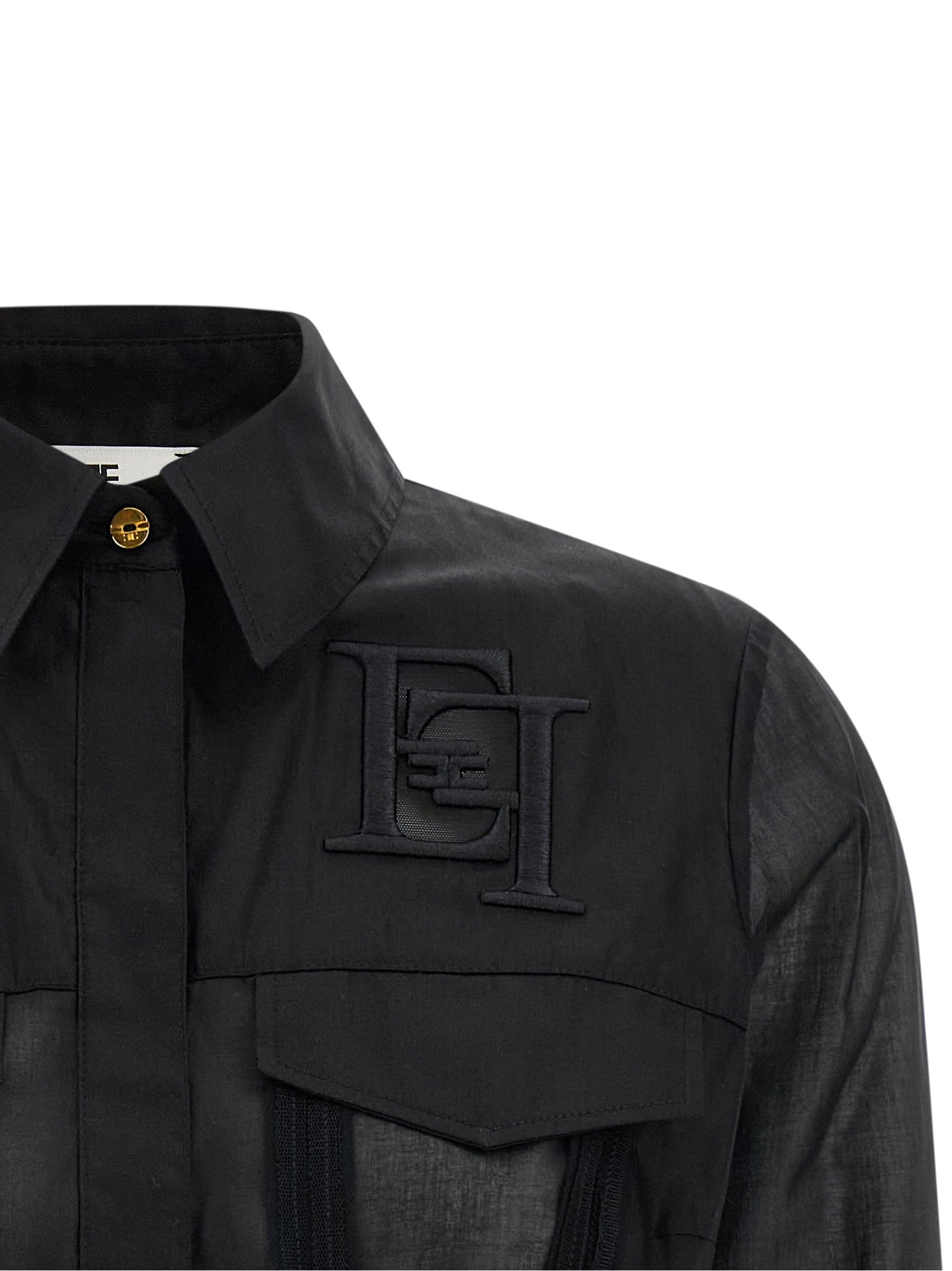 Elisabetta Franchi Logo Embroidery Maxi Crop Shirt Camicie - Nero | fecaf7732d92e2c860025ddfbe752e47c080b88c