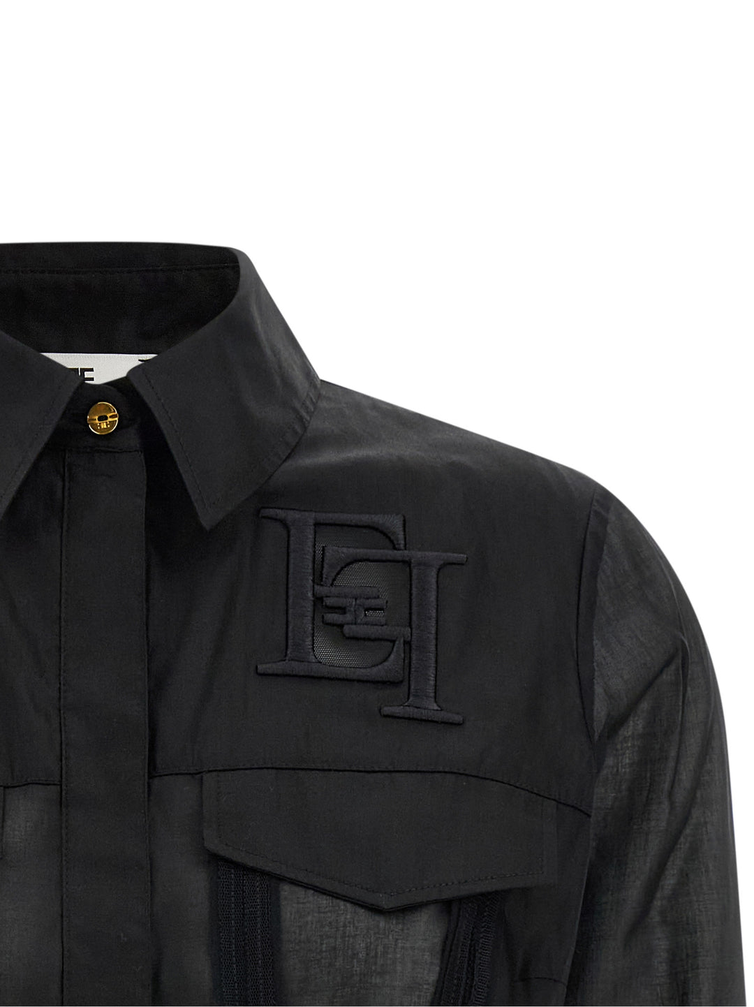 Elisabetta Franchi Logo Embroidery Maxi Crop Shirt Camicie - Nero | fecaf7732d92e2c860025ddfbe752e47c080b88c