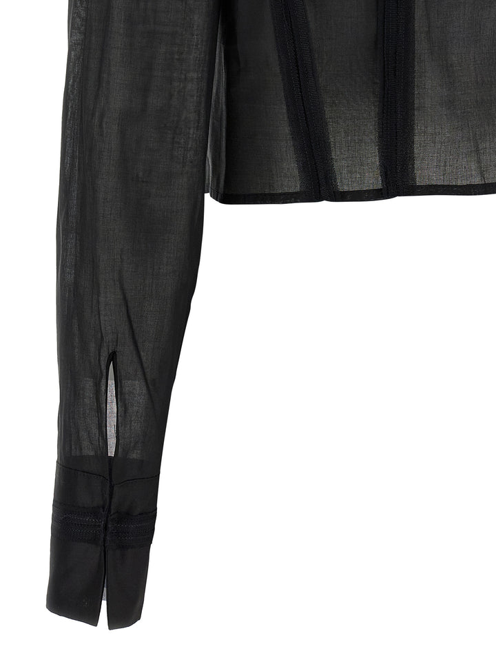 Elisabetta Franchi Logo Embroidery Maxi Crop Shirt Camicie - Nero | d43367bd7f57e1921ff725526584897dc0862c92