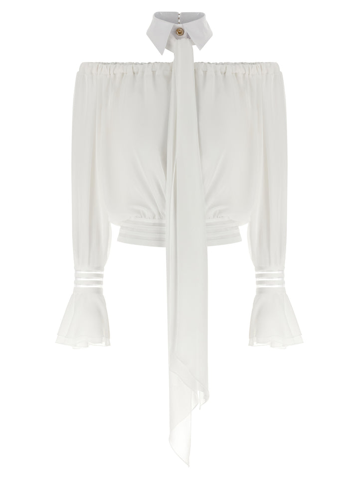 Elisabetta Franchi Shirt Collar Blouse Camicie - Bianco | d212d8c341a0755a64ef216789df5ccb77fdc050