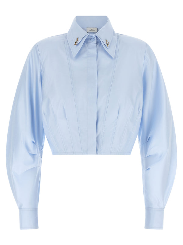 Cropped Shirt With Charms Shirt And Blouse Light Blue