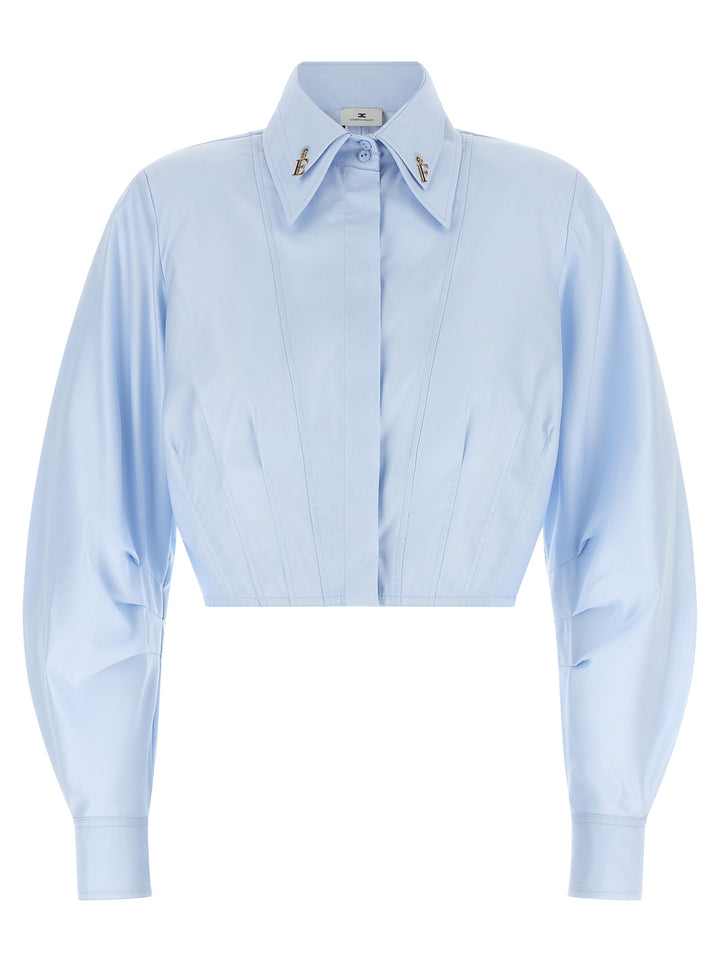 Elisabetta Franchi Cropped Shirt With Charms Camicie - Celeste | 9aa7c3906bcc9a25ed74d6da10c0855beeb40bb4