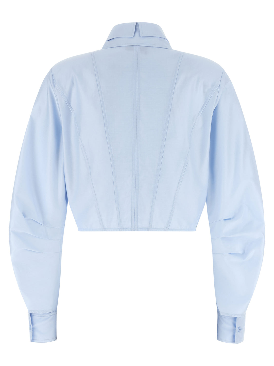 Elisabetta Franchi Cropped Shirt With Charms Camicie - Celeste | 28bc58a268c870f096409cc75e2c38d814377b73