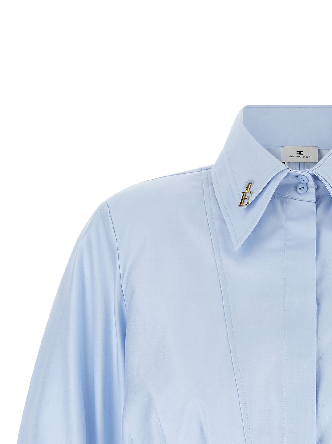 Elisabetta Franchi Cropped Shirt With Charms Camicie - Celeste | 21c87bd74f439ff74702590b338ac7853ddbdeea