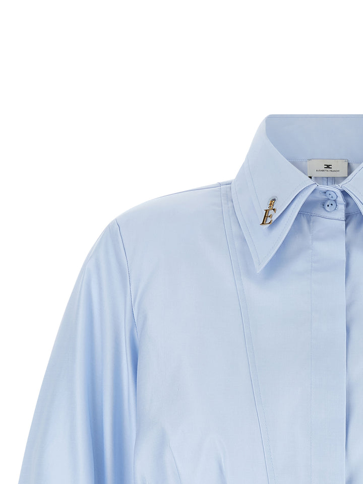 Elisabetta Franchi Cropped Shirt With Charms Camicie - Celeste | 21c87bd74f439ff74702590b338ac7853ddbdeea