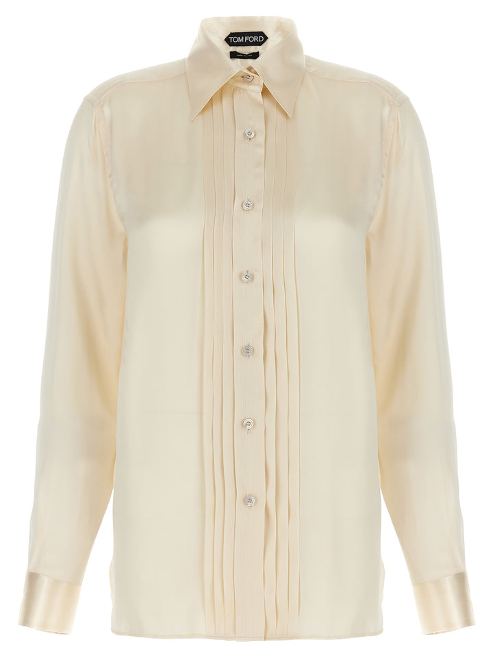 Tom Ford Pleated Plastron Shirt Camicie - Bianco | 17c82a5577c3ff9c65f37c4a3b64c465af599366
