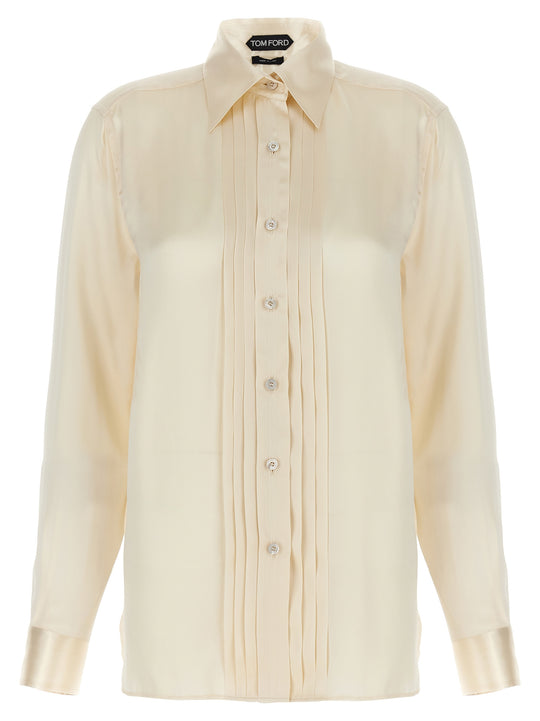 Pleated Plastron Shirt Camicie Bianco