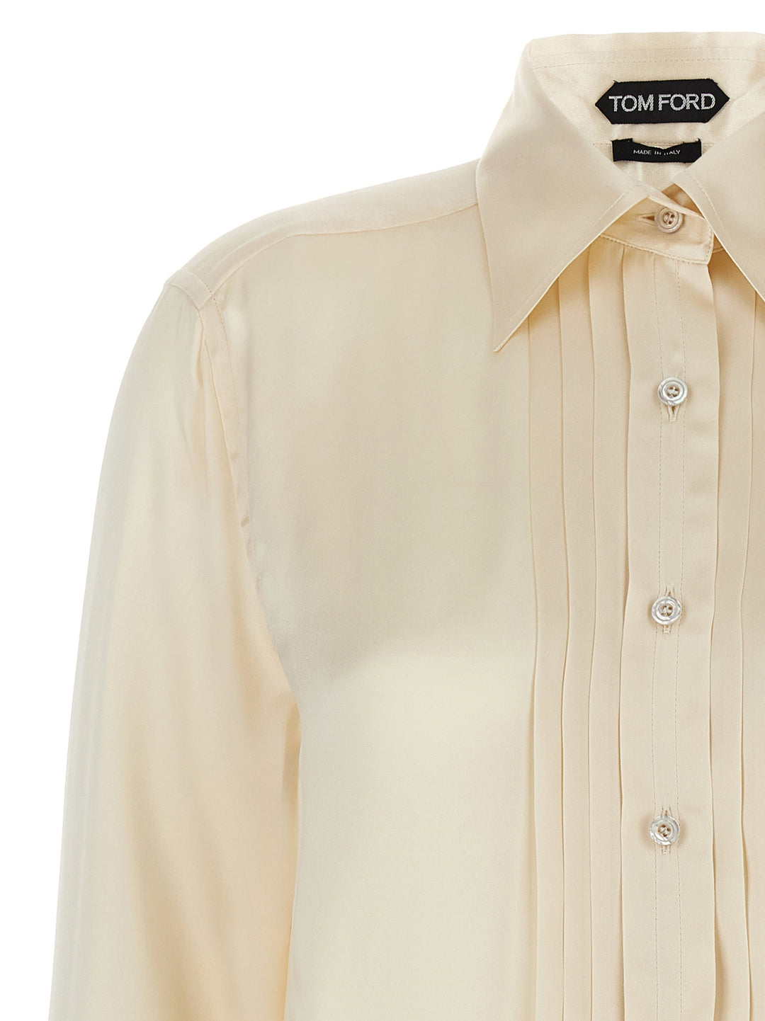 Tom Ford Pleated Plastron Shirt Camicie - Bianco | 04f7f28a5cc586da405db547262e24f47db6ac63