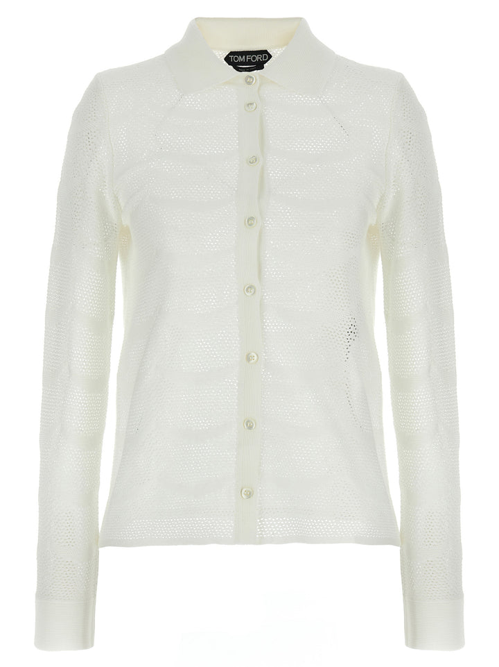 Tom Ford Openwork Cardigan Maglioni - Bianco | 51a87e8d9cdd0e4181793cc95bf403840d0dcb29