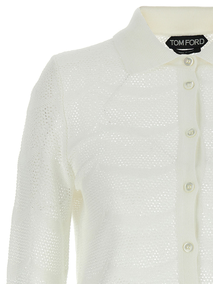 Tom Ford Openwork Cardigan Maglioni - Bianco | 7add09348951648610f005f248e33d27b03cb81c
