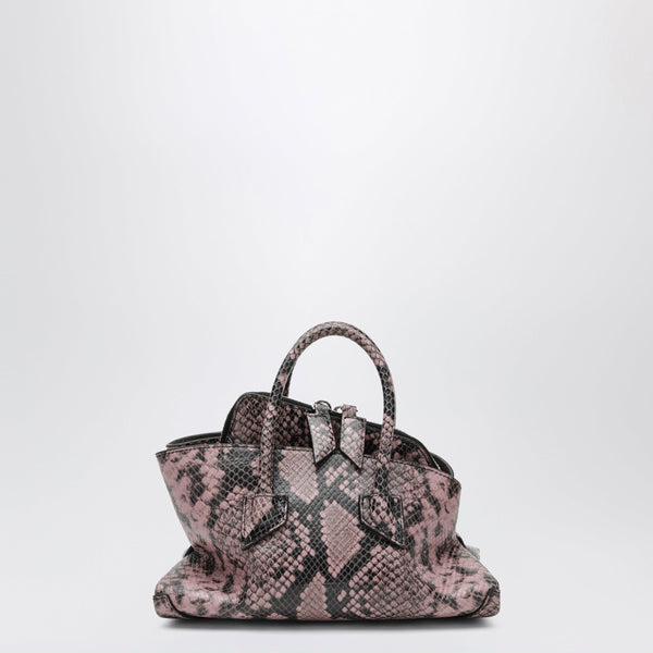 Black And Mauve La Passeggiata Mini Handbag In Python-Effect Leather