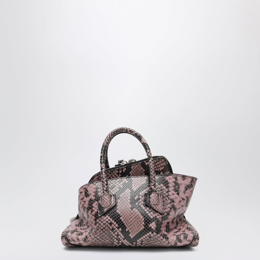 The Attico Schwarze Und Malvenfarbene La Passeggiata Mini Handtasche Aus Leder Mit Python-Effekt