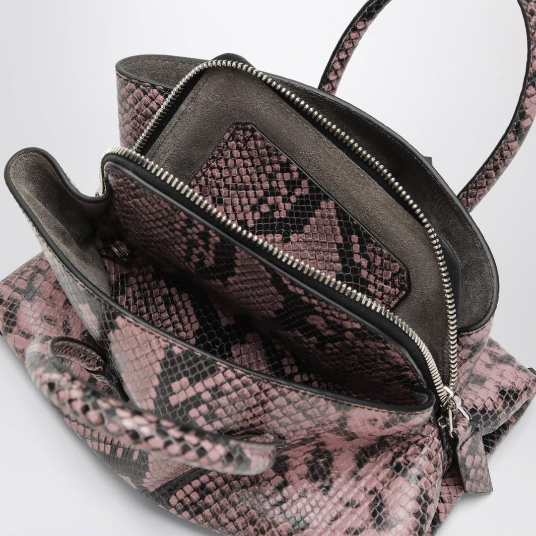 The Attico Schwarze Und Malvenfarbene La Passeggiata Mini Handtasche Aus Leder Mit Python-Effekt