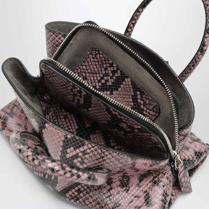 The Attico Schwarze Und Malvenfarbene La Passeggiata Mini Handtasche Aus Leder Mit Python-Effekt