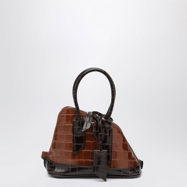 Brown And Black Sant Ambroeus Mini Bag With Crocodile Effect