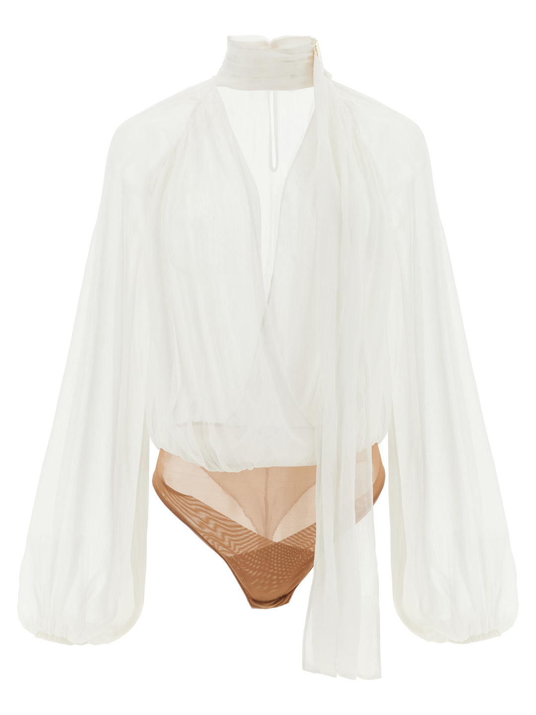 Elisabetta Franchi Body Crêponne Top - Bianco | 257a8df26b22914e5047ca20961ec276b5f92546