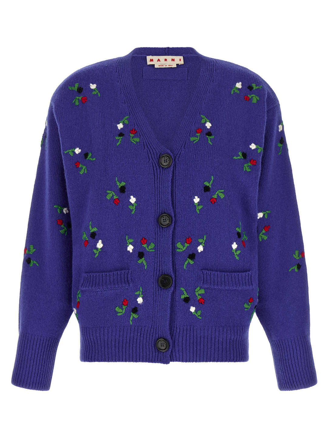 Marni Floral Embroidery Cardigan Maglioni - Blu | a67fd1d6bad20b65264784083228bf382f6be740