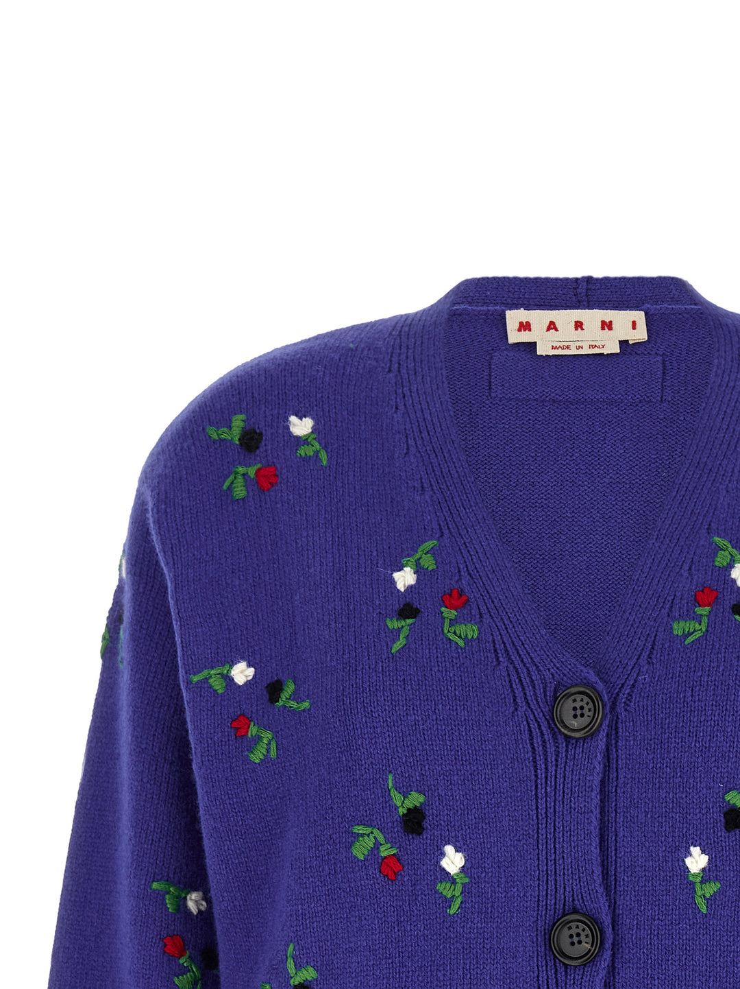 Marni Floral Embroidery Cardigan Maglioni - Blu | 460bde59df48f669ccb6993903ff89251636b8e8