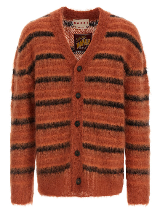 Brushed Striped Cardigan Maglioni Arancione