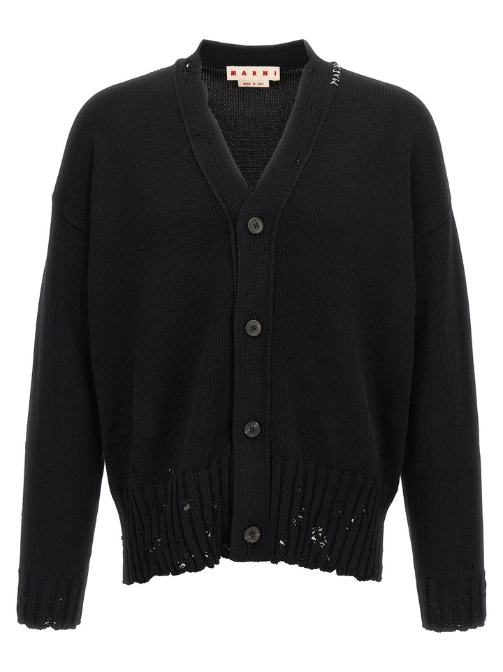 Marni Logo Embroidery Cardigan Maglioni - Nero | 7fcbfab4839df17d3953297e7ac39662e578bbfd