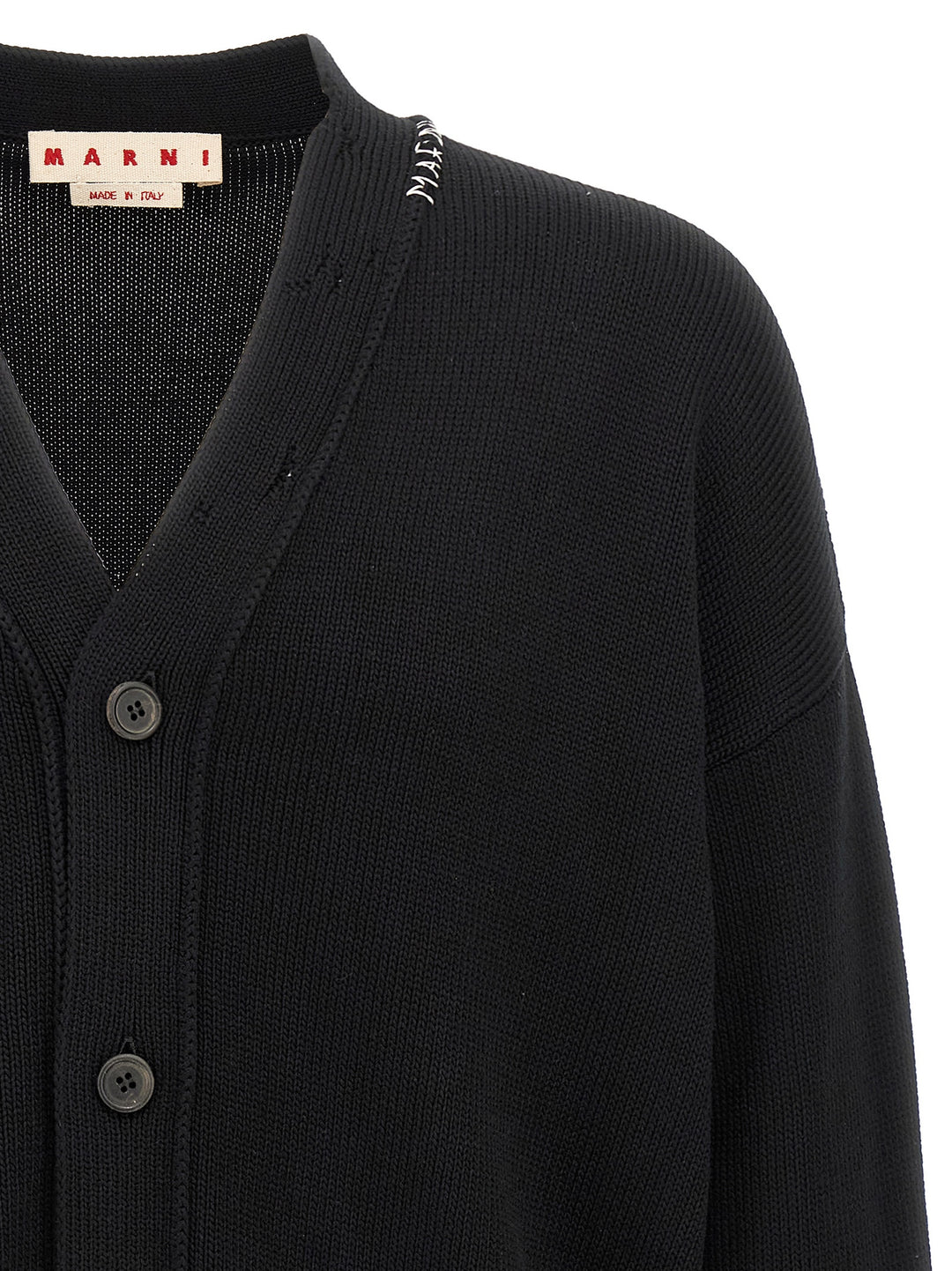 Marni Logo Embroidery Cardigan Maglioni - Nero | 96730551d0542af7f175d70200c4cc259b4e3acf