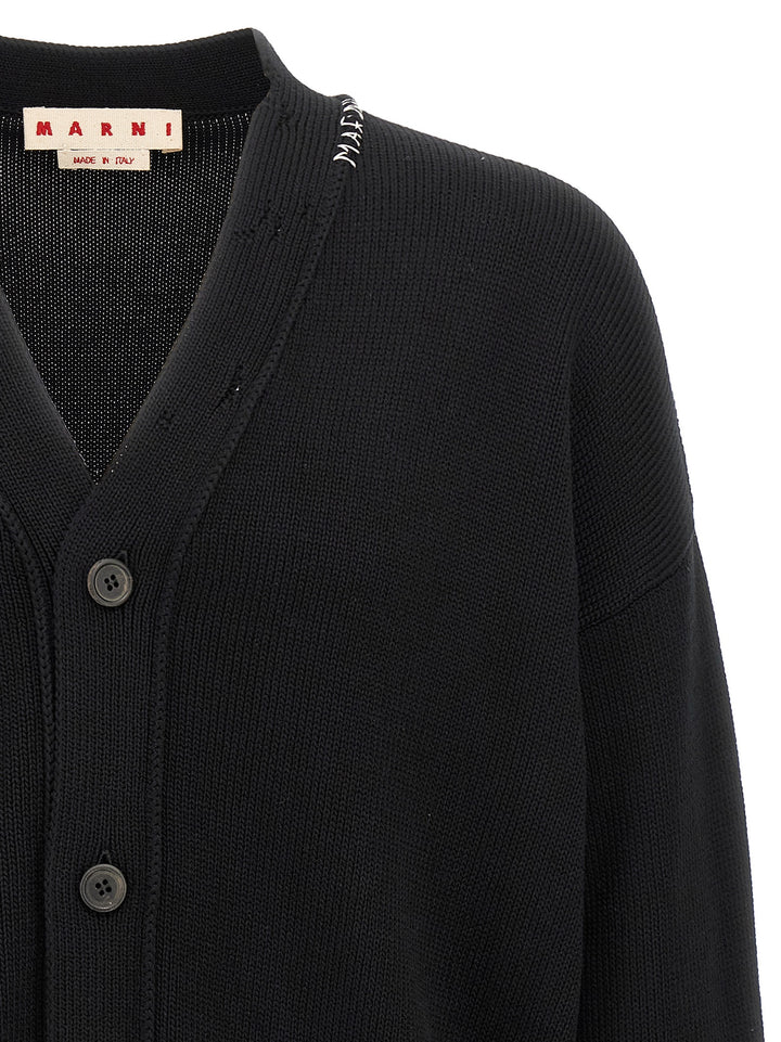 Marni Logo Embroidery Cardigan Maglioni - Nero | 96730551d0542af7f175d70200c4cc259b4e3acf
