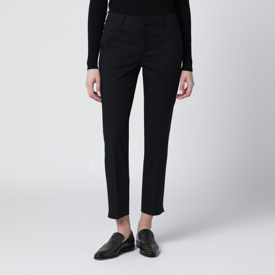 Black Slim-Fit Cotton-Blend Trousers