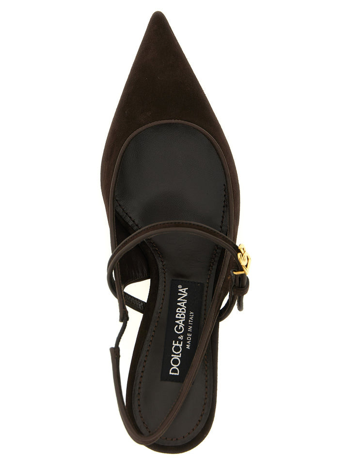 Dolce & Gabbana Suede Slingbacks Decollete - Marrone | 1664a3c2b7f4ba868c976b661c1d8022395c7ac8