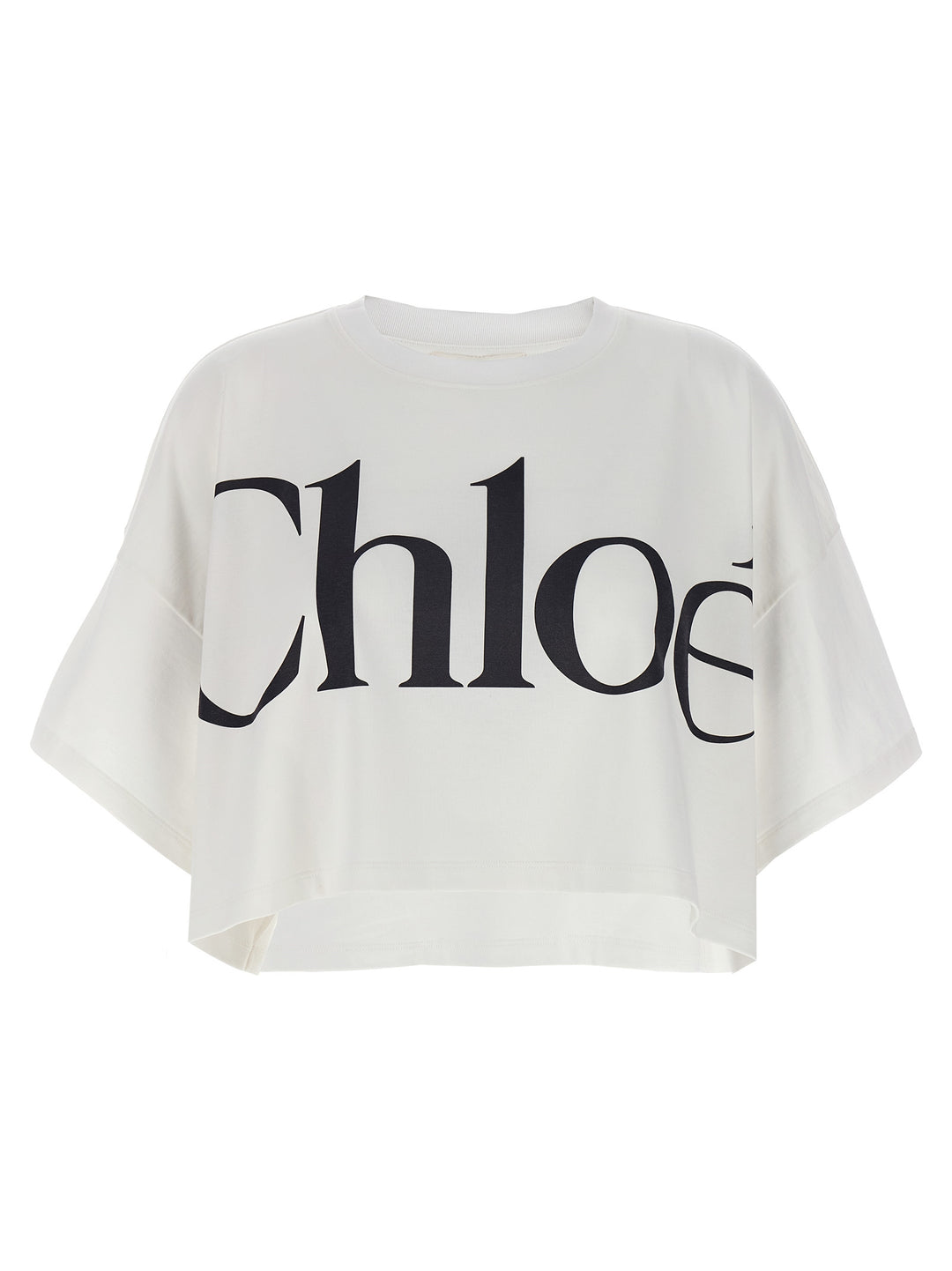 Chloé Logo Crop T shirt - Bianco/Nero | b5e52457200de30fceed3999f0ec122f84ae7b7a