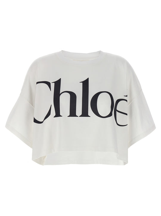 Logo Crop T Shirt Bianco/Nero