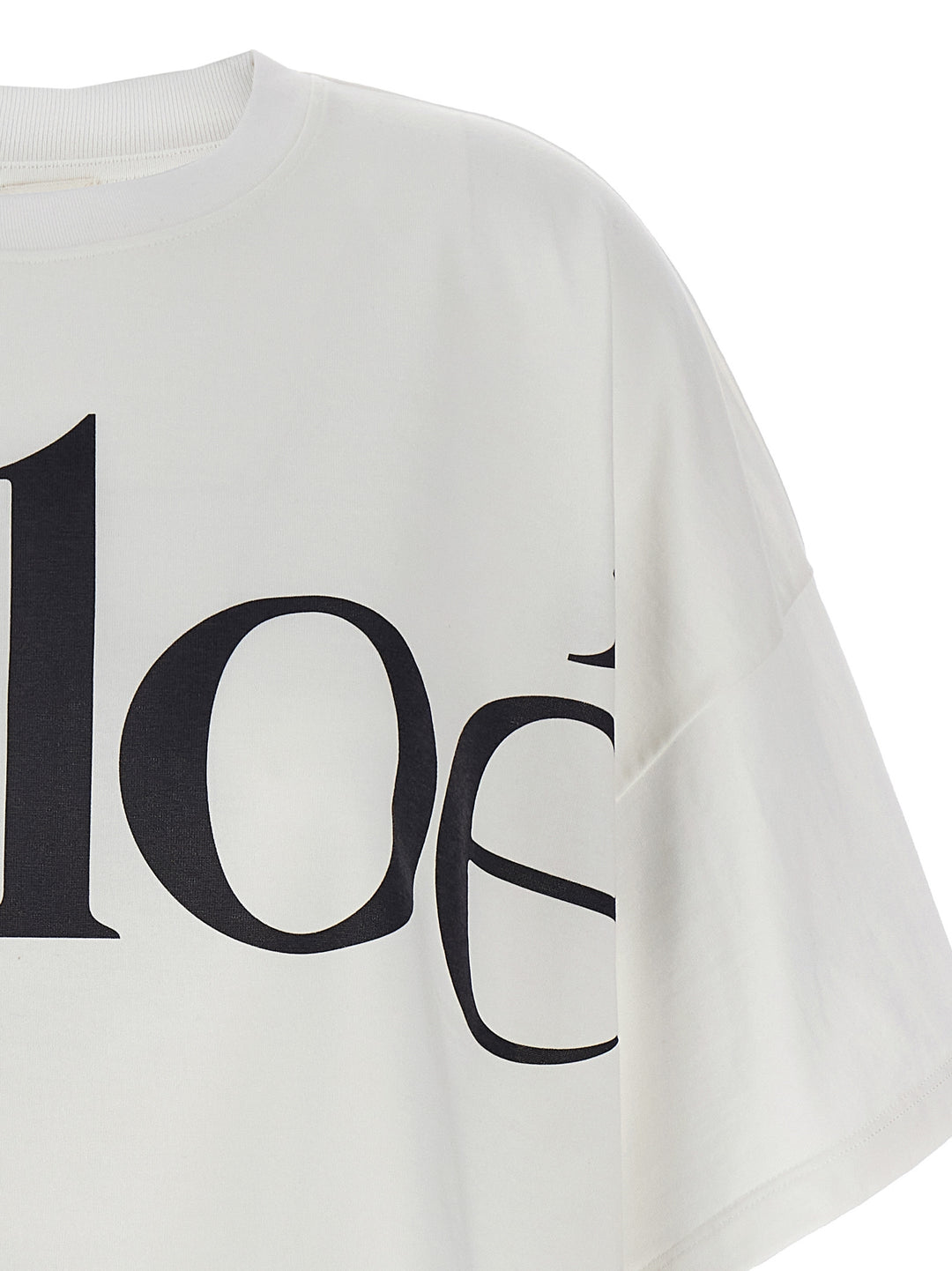 Chloé Logo Crop T shirt - Bianco/Nero | 6130f8b7e83c4cf5040272d4aaa409415e787366
