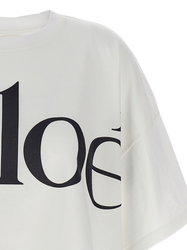 Chloé Logo Crop T shirt - Bianco/Nero | 6130f8b7e83c4cf5040272d4aaa409415e787366