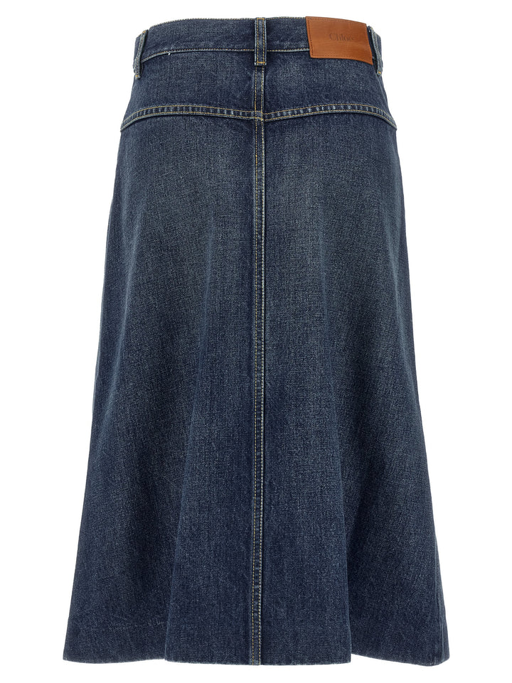 Chloé Denim Skirt Gonne - Blu | fed1a1781e5a5a9b68ae60f0ddc484a667051fb0