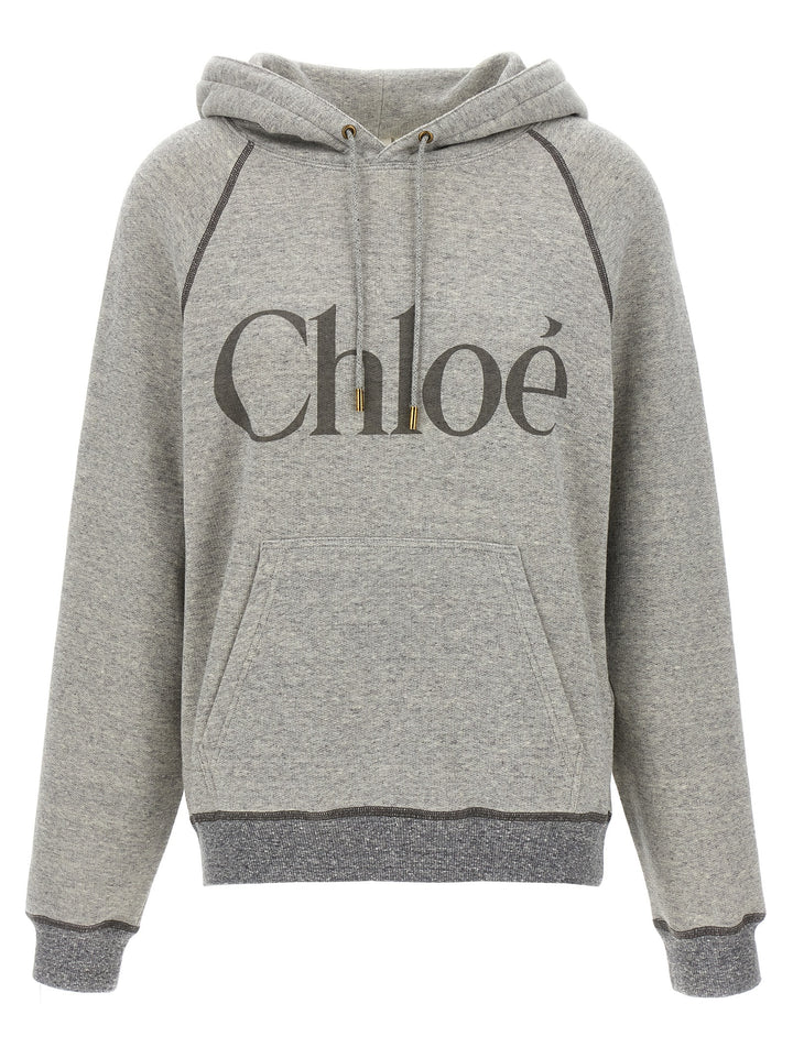 Chloé Logo Hoodie Felpe - Grigio | 00508bdb67f90d98b83e7163a8d26548c64c1c40