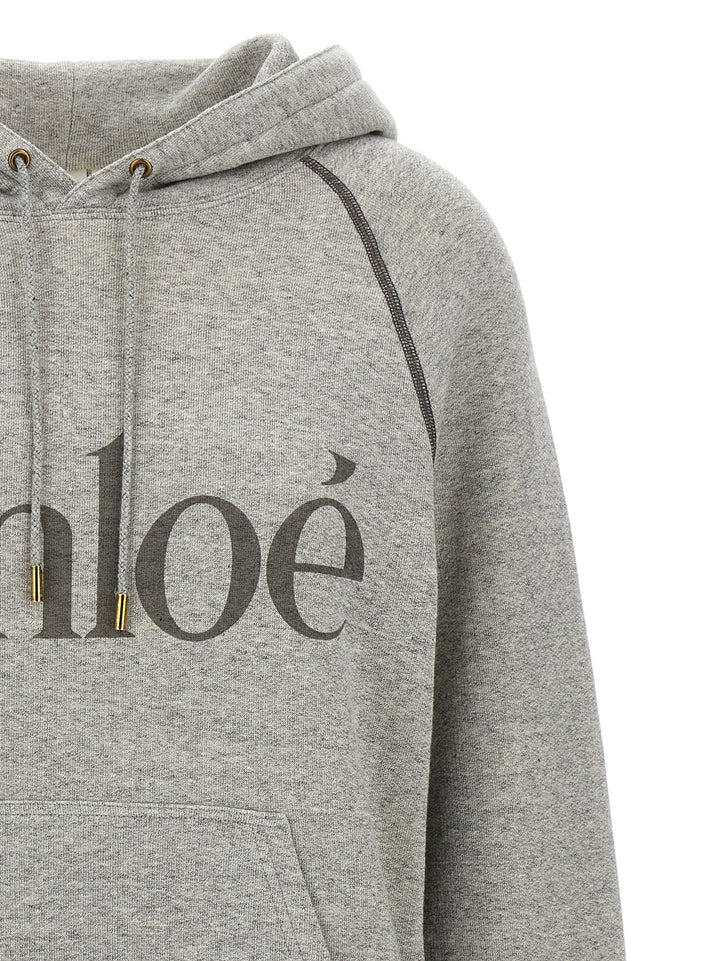 Chloé Logo Hoodie Felpe - Grigio | 99370027e26ef7c3c1244bd12b08d875f21f301e