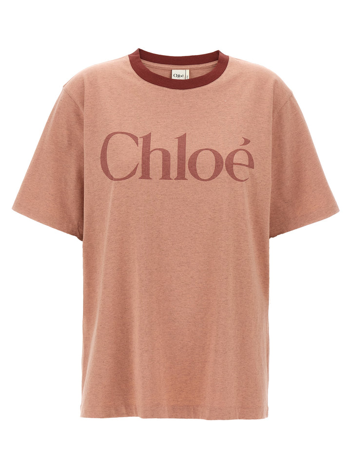 Chloé Logo Print T shirt - Rosa | 09c65f2e7122778f37d42254af0497116a9fca98