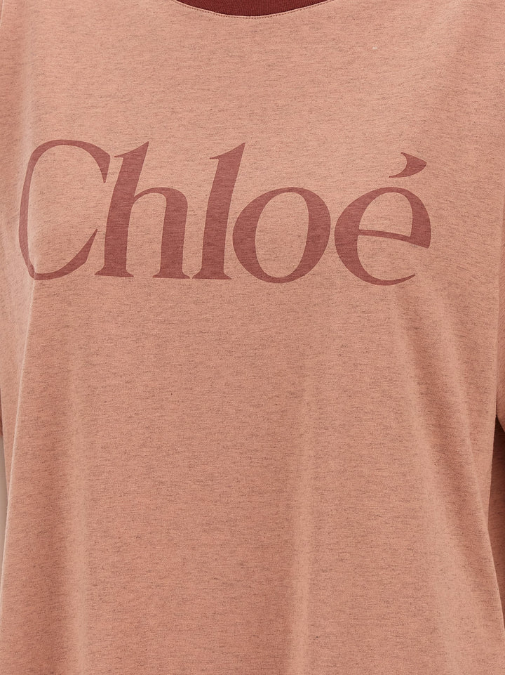 Chloé Logo Print T shirt - Rosa | 4a38c644ba1297f55781e0ef562fad62346605a5